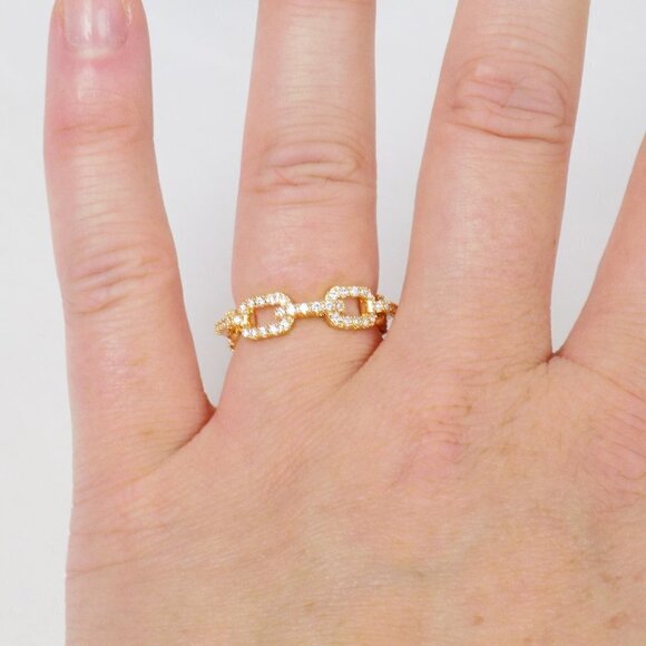 NEW in bow! pave chain link ring eternity band - Picture 3 of 6